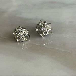 Vintage Silver Gemstone Crystal Screw Back Costume Jewelry Earrings